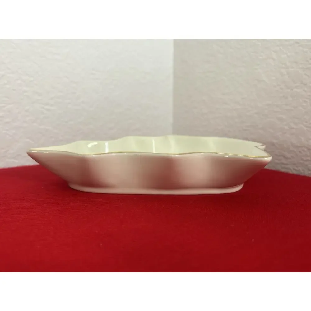 Home for the Holidays  Tree Candy Dish Ivory w/ Gold‎  Christmas Tree Shape 2003